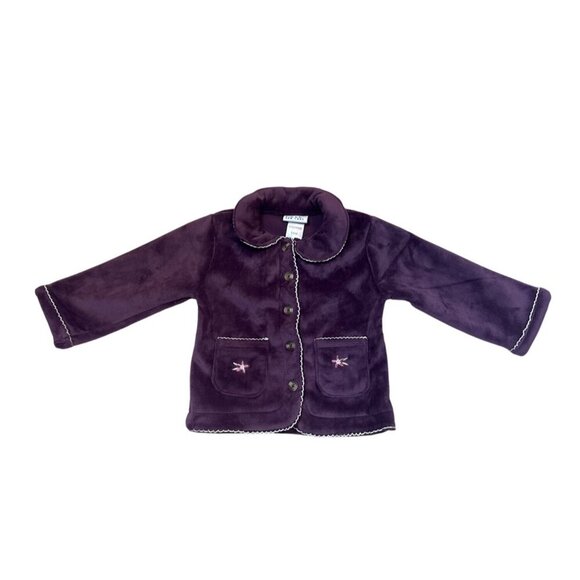 Nicole Miller New York Baby Girls Purple Velvet Jacket W/ Embroidery & Button Cl - Picture 1 of 4